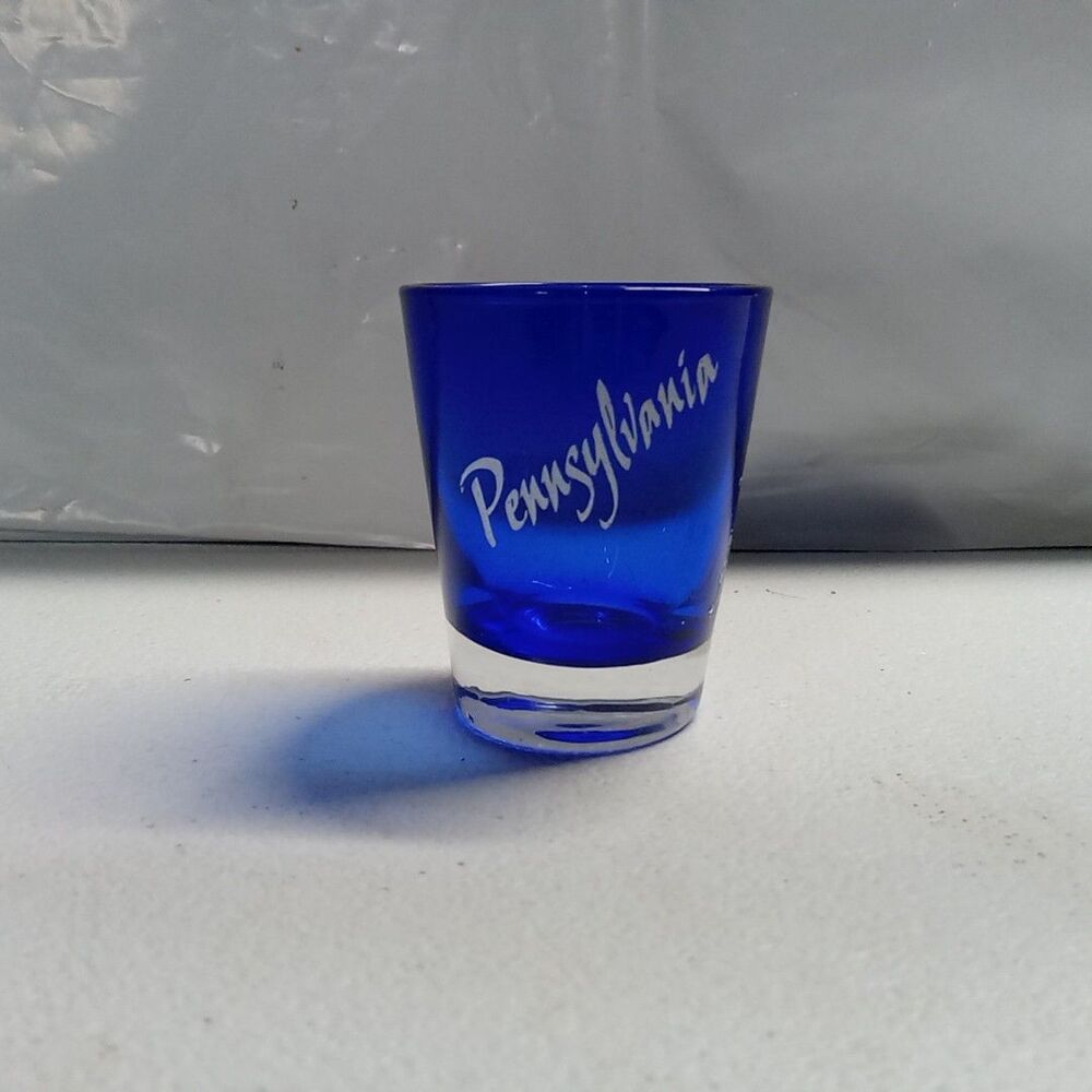 Antique Blue Shot Glass Pennsylvania